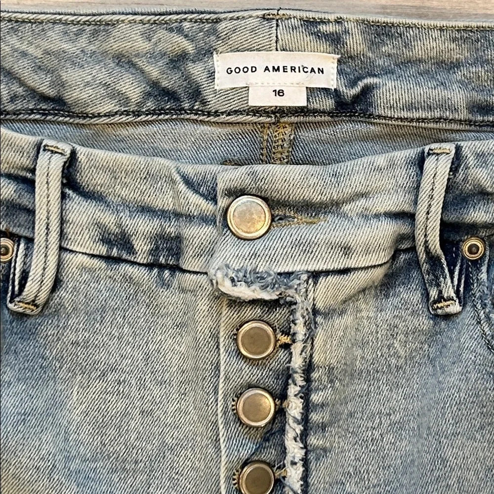 Good American acid wash skinny ankle jeans button fly size 16 plus